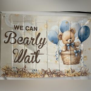 We Can Bearly Wait Backdrop Banner 5x3Ft.